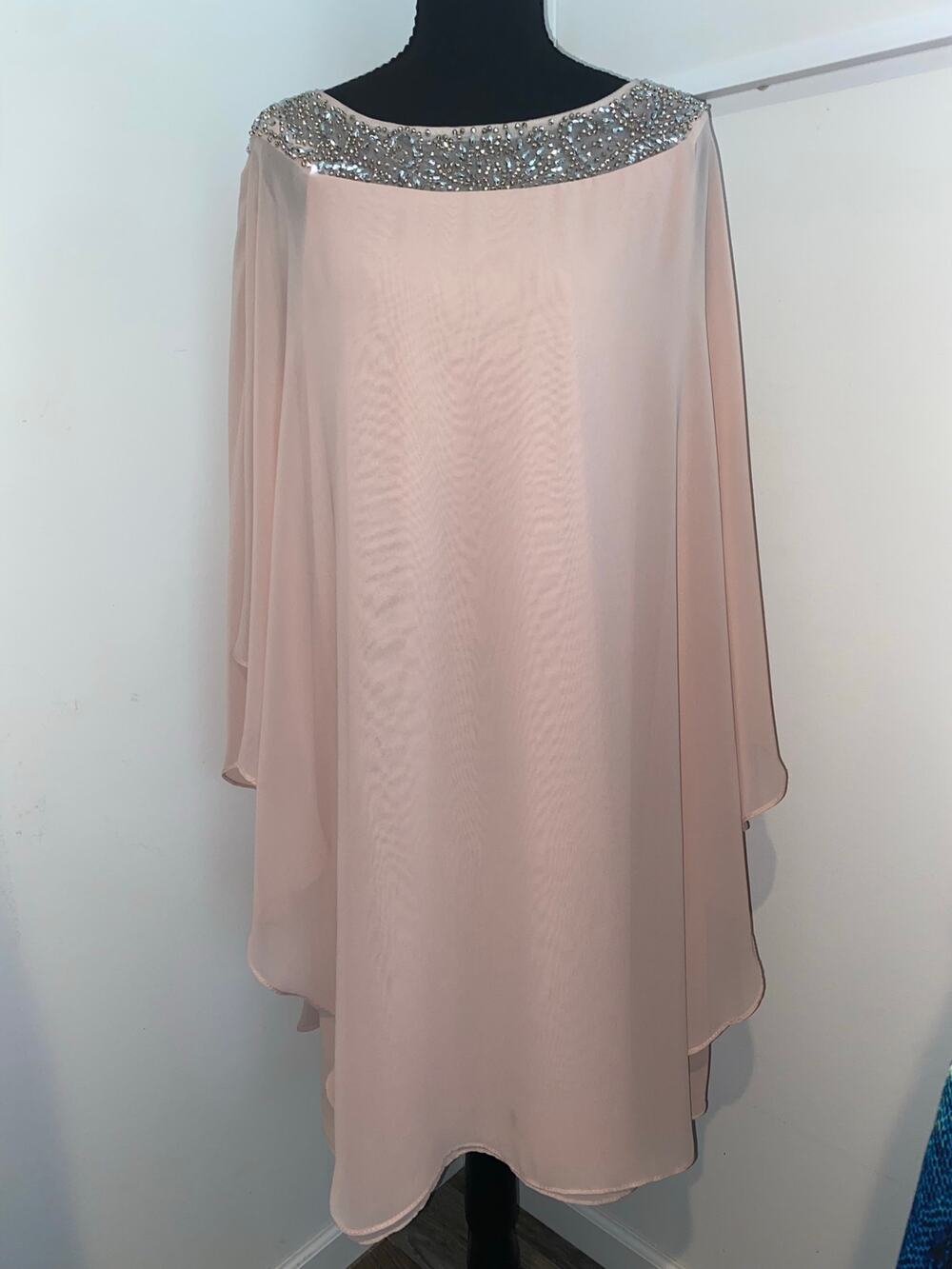 Xscape NWT Beaded Neckline Chiffon Overlay Dress Size 10 Formal Cocktail Wedding